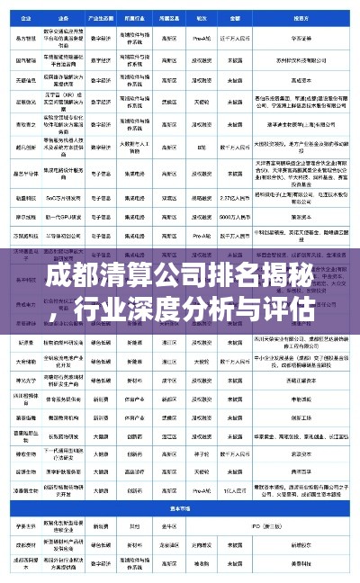 成都清算公司排名揭秘，行业深度分析与评估！