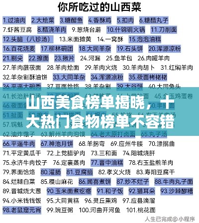 山西美食榜单揭晓，十大热门食物榜单不容错过！