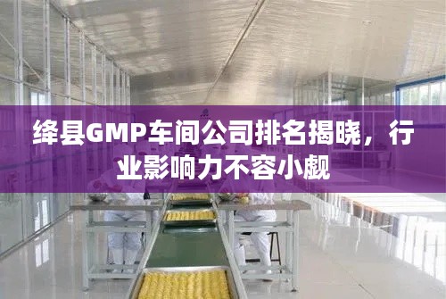 绛县GMP车间公司排名揭晓，行业影响力不容小觑