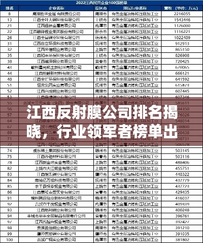 江西反射膜公司排名揭晓，行业领军者榜单出炉！