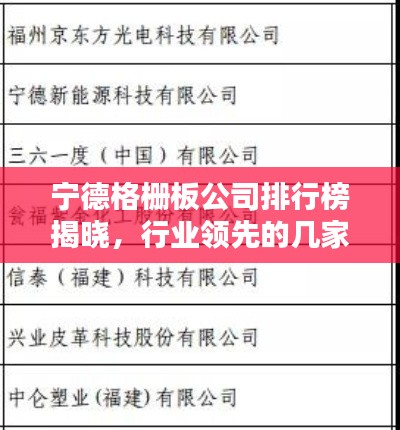 宁德格栅板公司排行榜揭晓，行业领先的几家企业