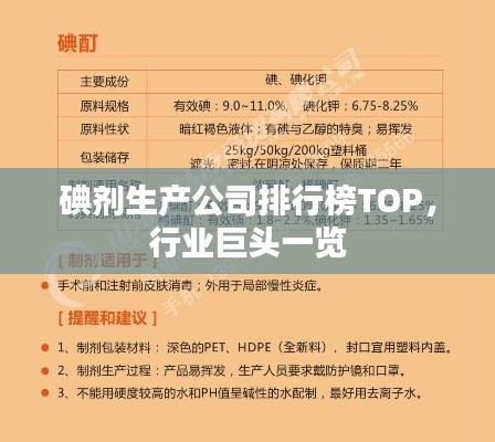 碘剂生产公司排行榜TOP，行业巨头一览