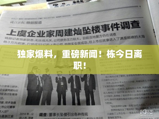 独家爆料，重磅新闻！栋今日离职！