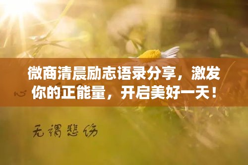 微商清晨励志语录分享，激发你的正能量，开启美好一天！