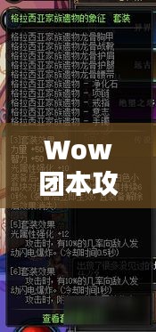 Wow团本攻略大揭秘，征服未知领域的关键指南！