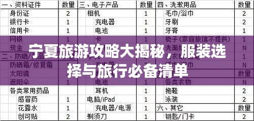 宁夏旅游攻略大揭秘，服装选择与旅行必备清单