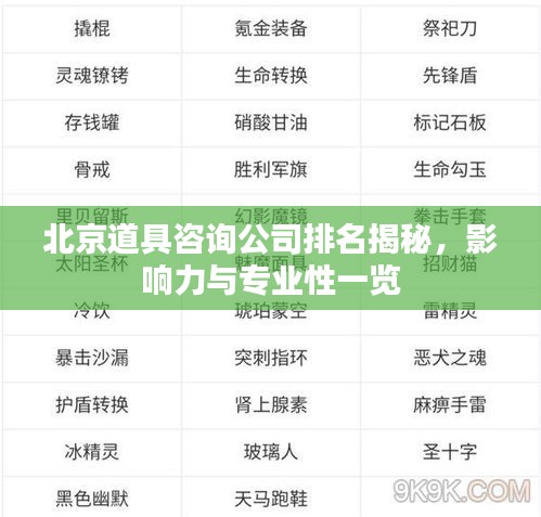 北京道具咨询公司排名揭秘，影响力与专业性一览
