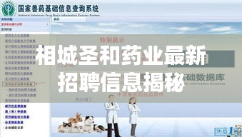相城圣和药业最新招聘信息揭秘