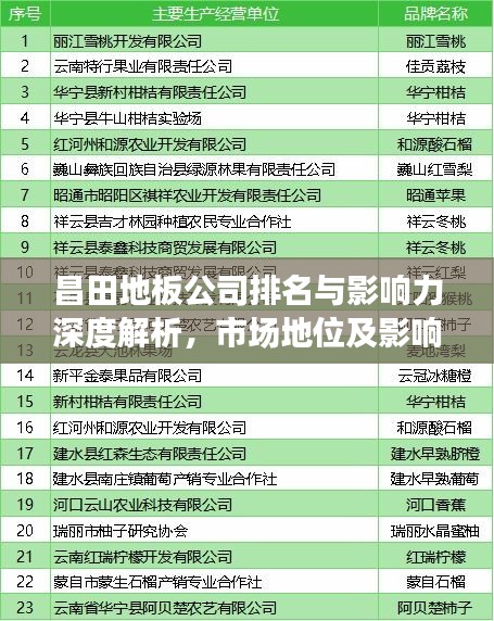 昌田地板公司排名与影响力深度解析，市场地位及影响力评估